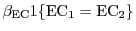 $\displaystyle \beta_{\mathrm{EC}} 1\{\mathrm{EC}_1=\mathrm{EC}_2\}$