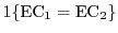 $1\{\mathrm{EC}_1=\mathrm{EC}_2\}$